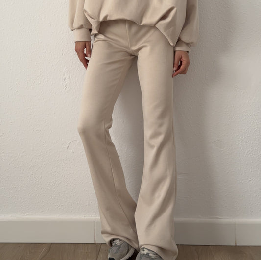 Pantalón Algodón Campana Beige