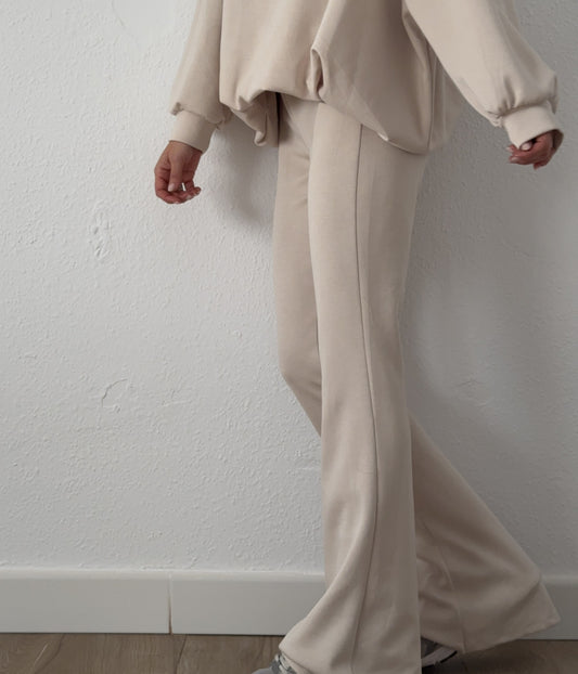 Pantalón Algodón Campana Beige