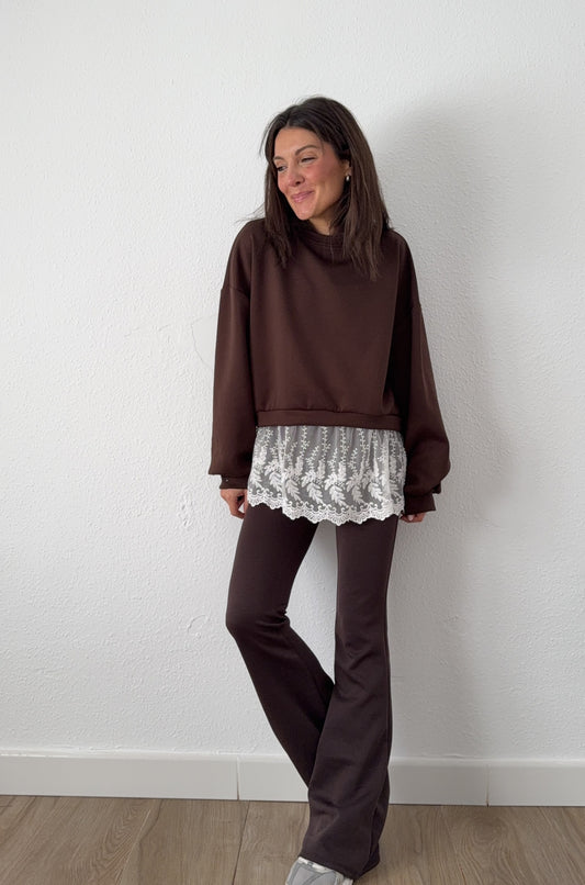 Pantalón Algodón Campana Chocolate