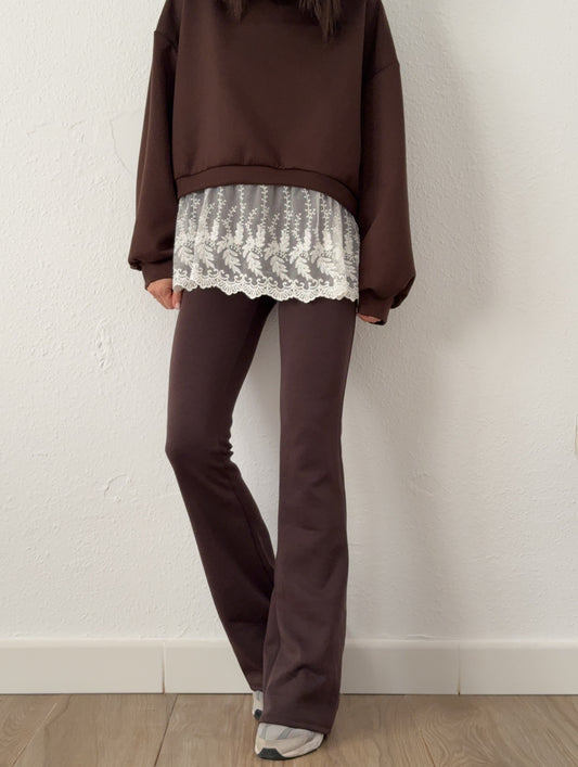 Pantalón Algodón Campana Chocolate