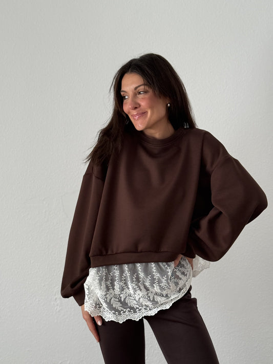 Sudadera Puntilla Chocolate