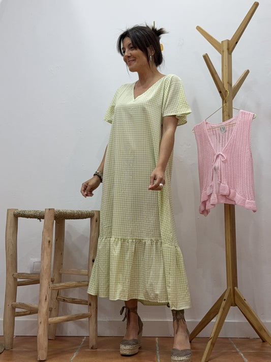 Vestido Vichy Verde Pistacho