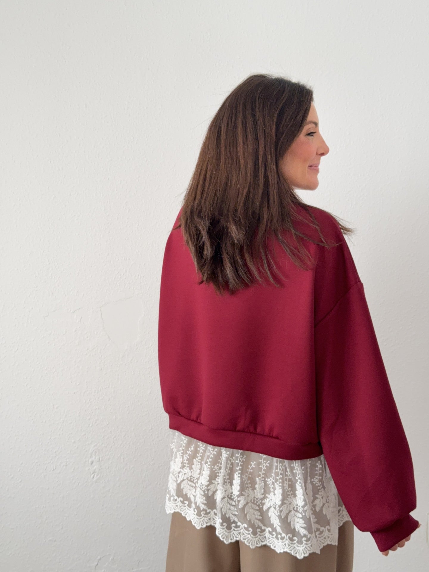 Sudadera Puntilla Burdeos