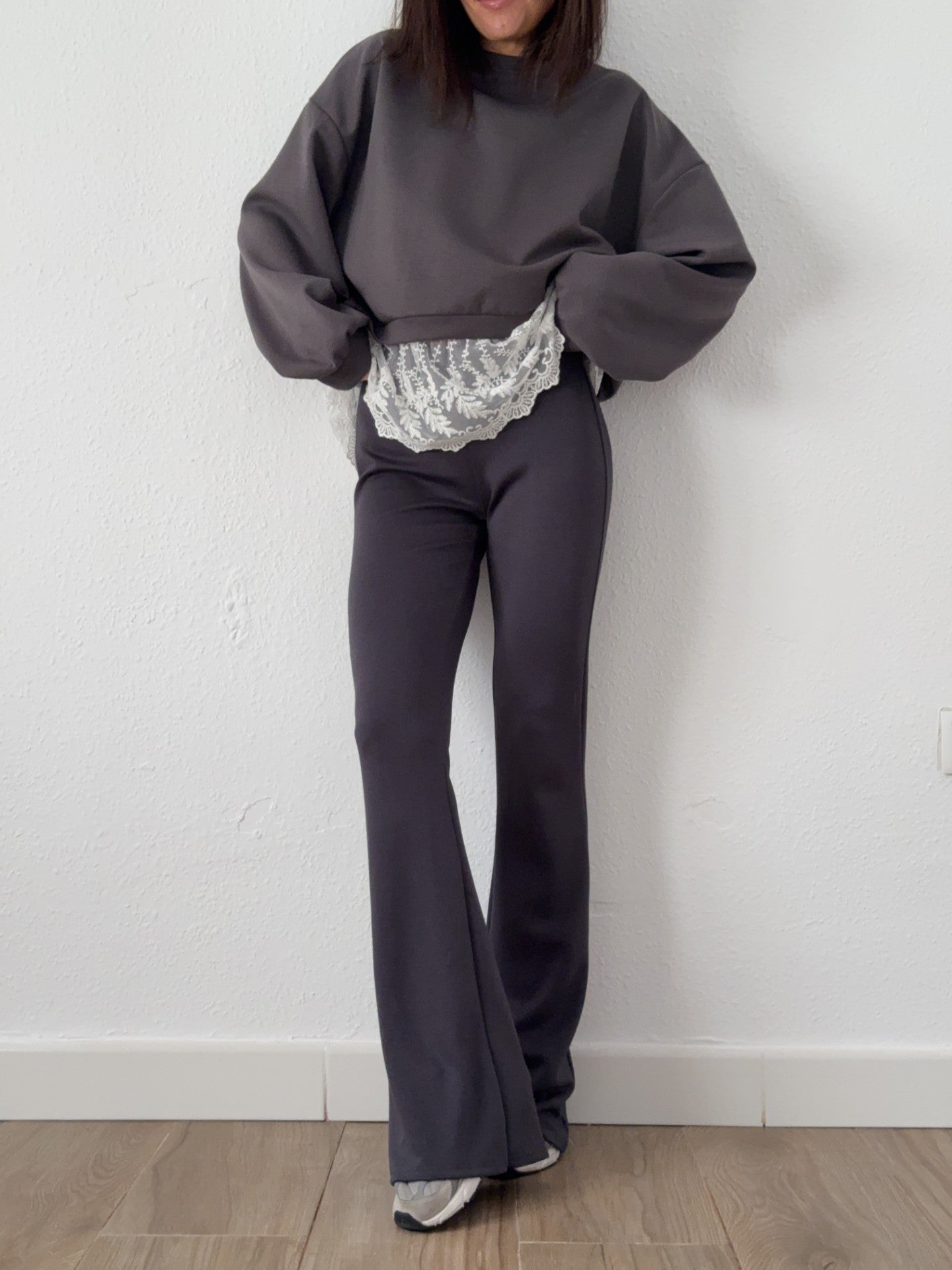 Pantalón Algodón Campana Gris