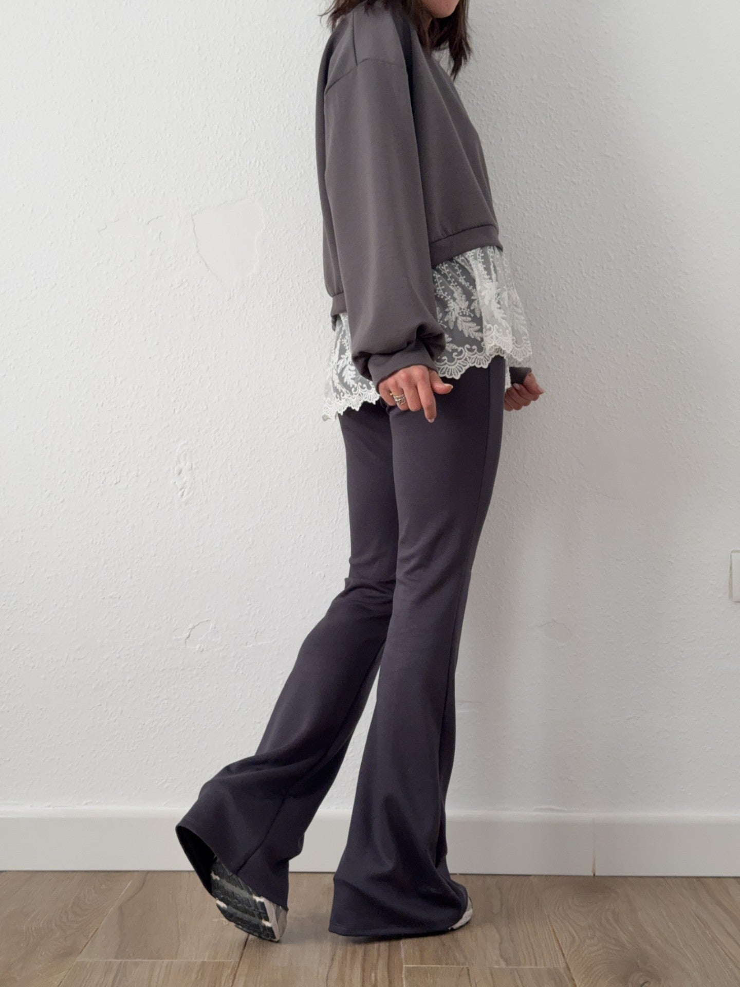 Pantalón Algodón Campana Gris