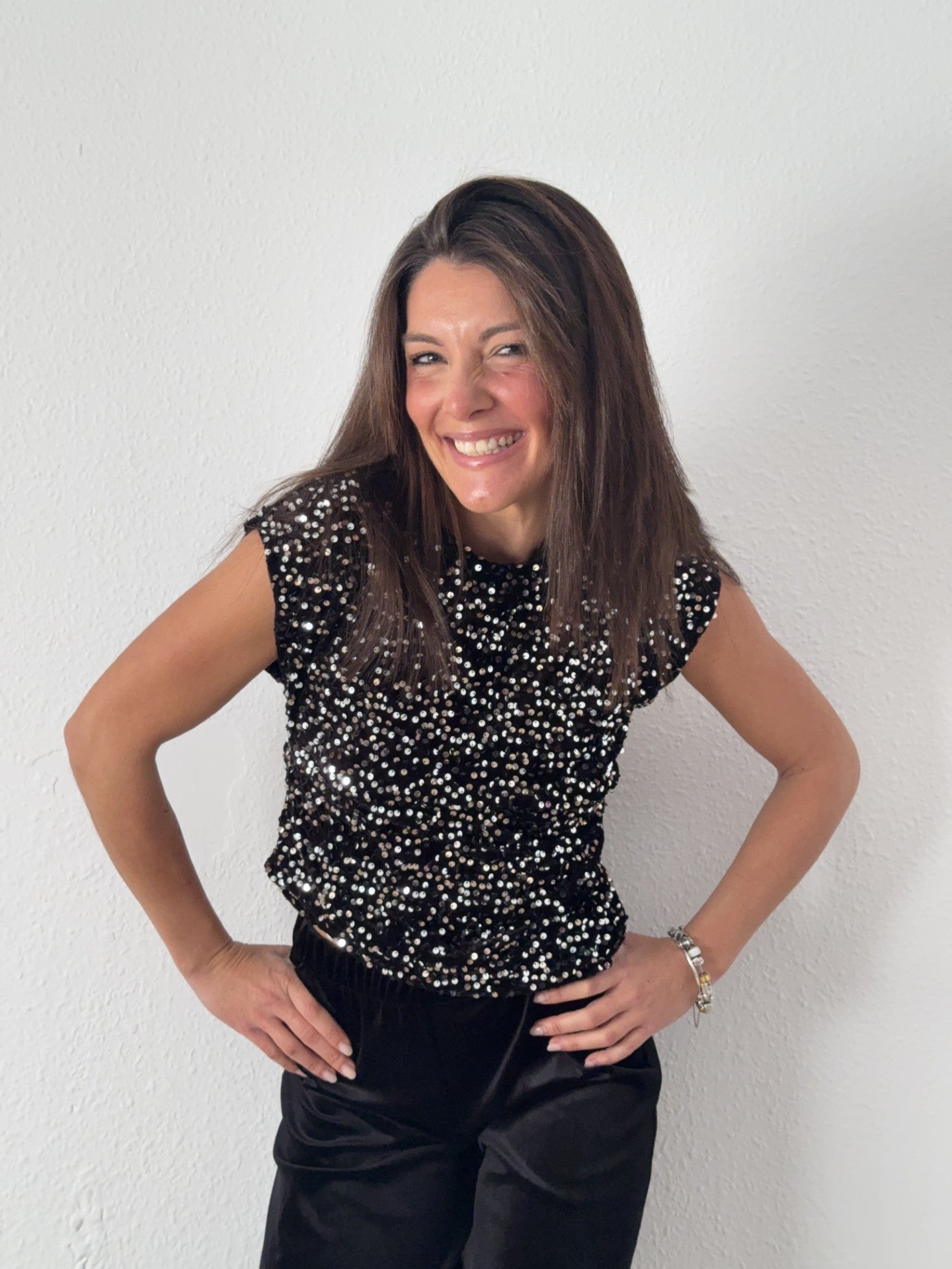 Top Lentejuelas Terciopelo Negro