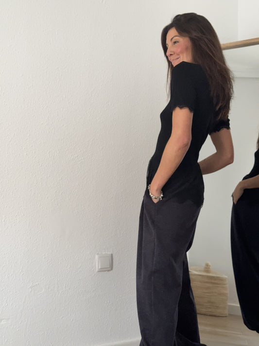 Camiseta Puntilla Negra manga corta