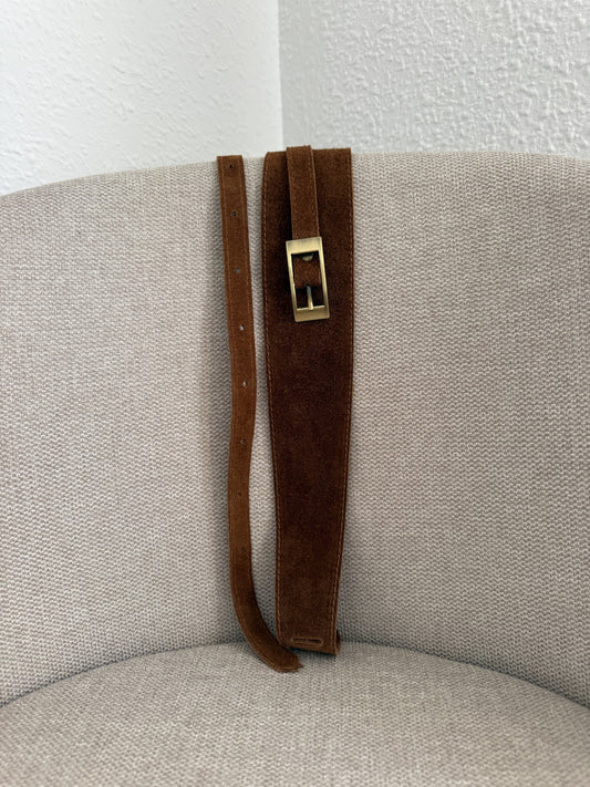 Cinturónde piel/Ante café