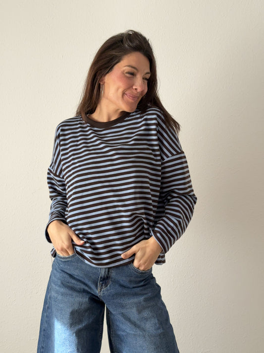 Camiseta XXL rayas celeste