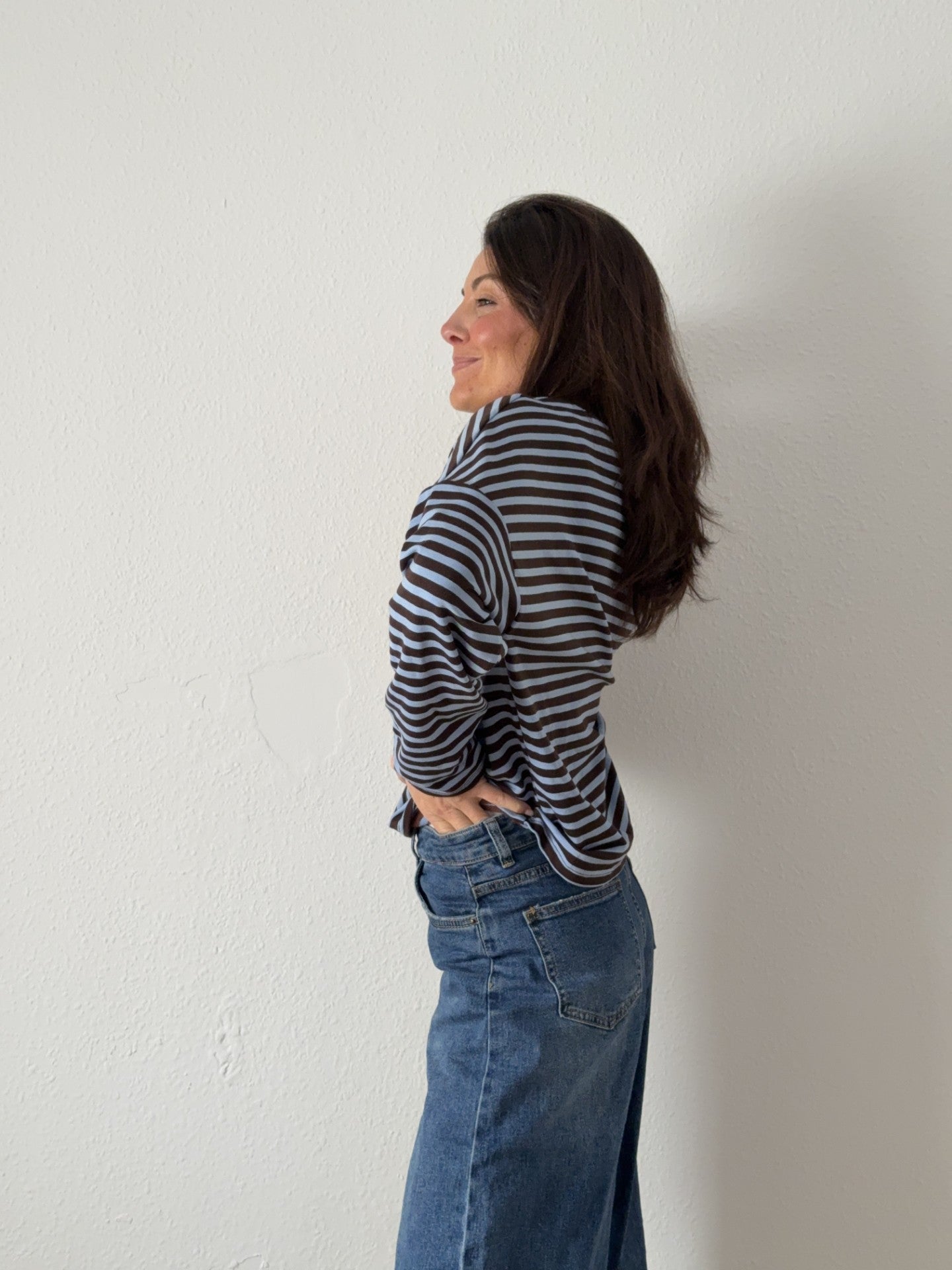 Camiseta XXL rayas celeste