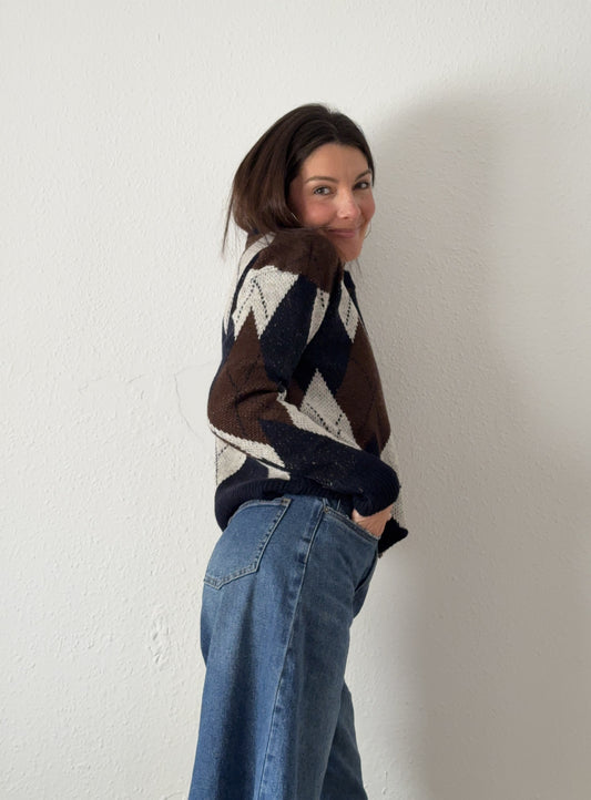 Jersey Rombos Marrón/Marino