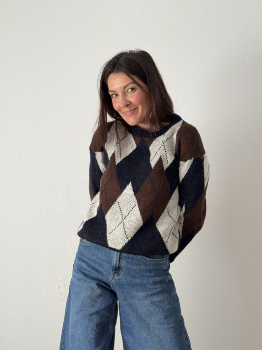 Jersey Rombos Marrón/Marino