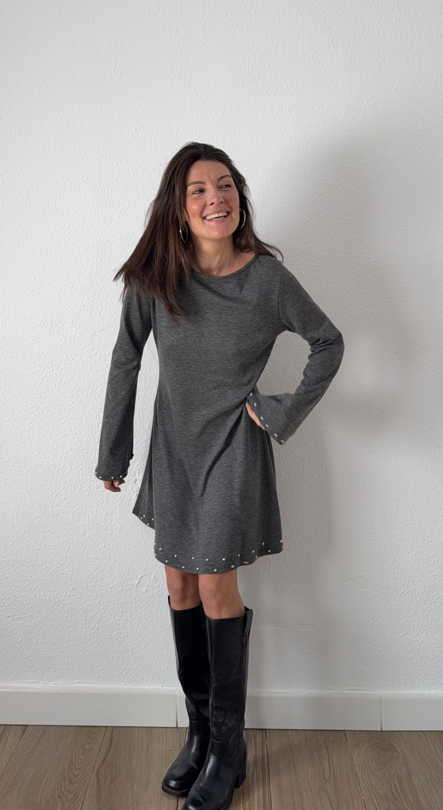 Vestido Algodón tachuelas