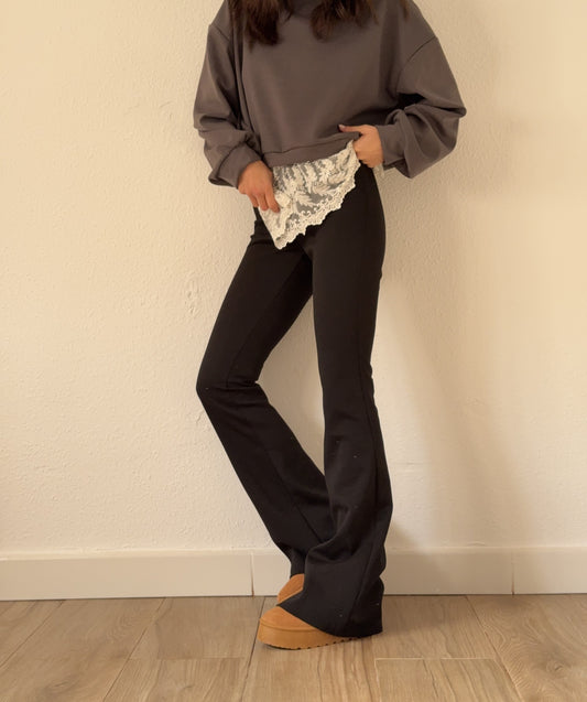 Pantalón Algodón Campana Negro