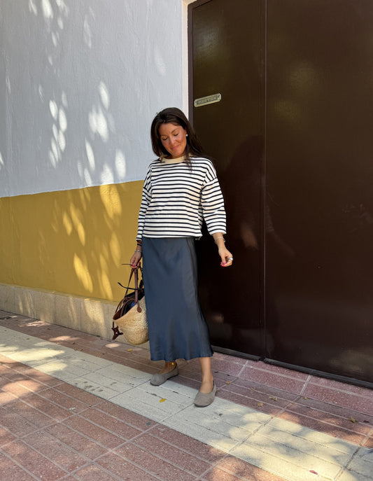 Falda satinada Gris
