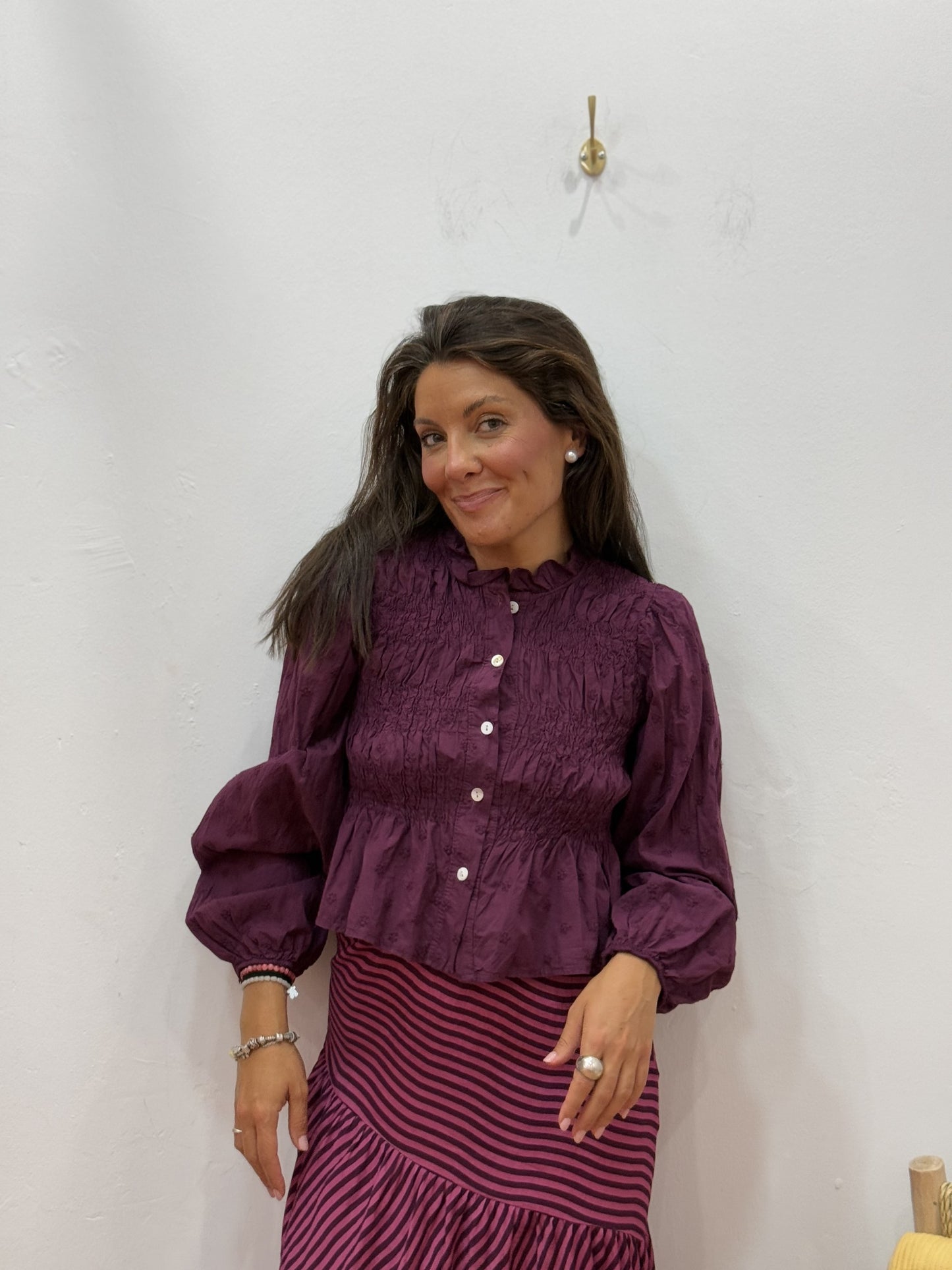 Camisa Burdeos Nido de Abeja