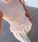 Top Beige Flecos