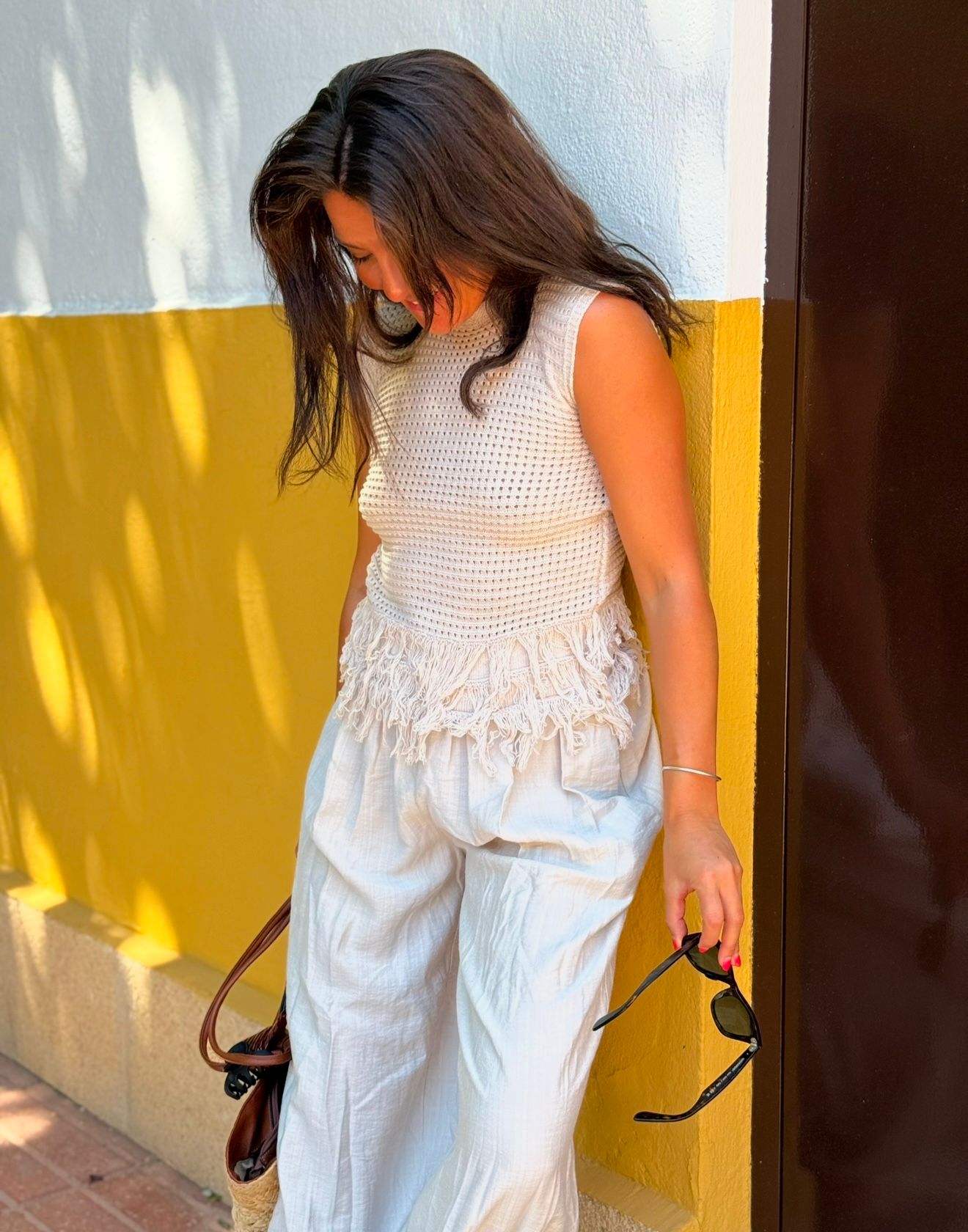 Top Beige Flecos