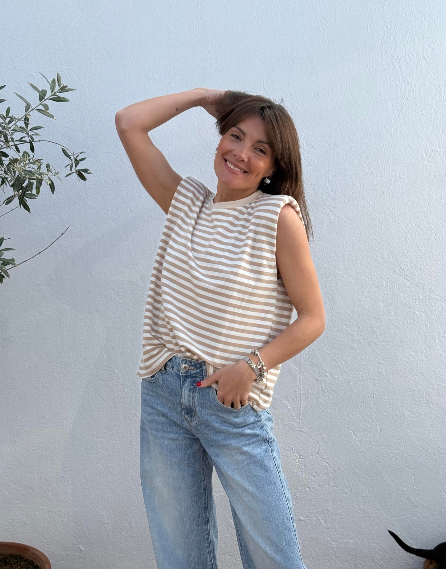 Camiseta Hombreras Beige