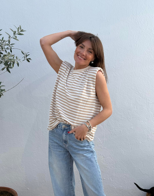 Camiseta Hombreras Beige