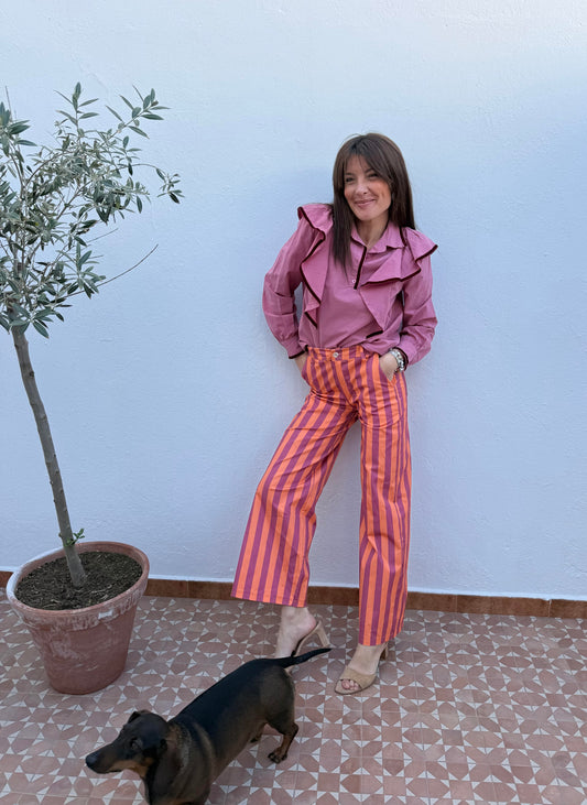 Pantalón Rayas Rosa