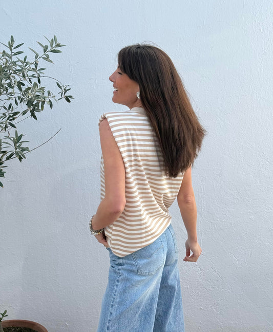 Camiseta Hombreras Beige